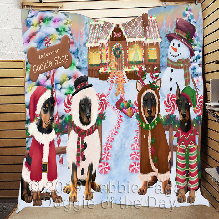 Holiday Gingerbread Cookie Doberman Dogs Quilt