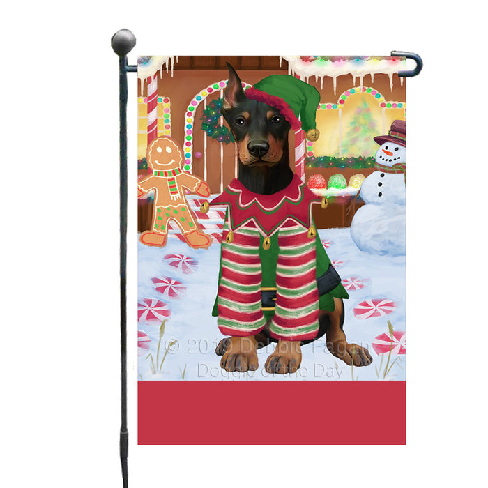 Personalized Gingerbread Candyfest Doberman Dog Custom Garden Flag GFLG64034