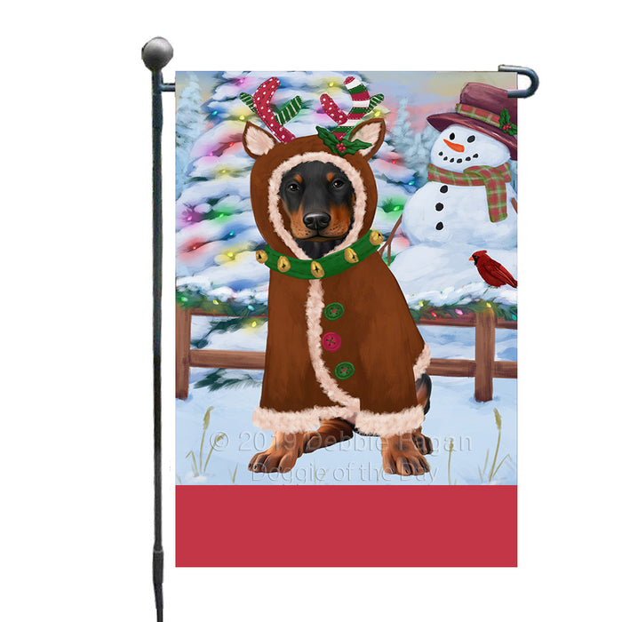 Personalized Gingerbread Candyfest Doberman Dog Custom Garden Flag GFLG64035