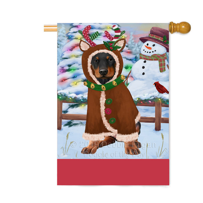 Personalized Gingerbread Candyfest Doberman Dog Custom House Flag FLG63818