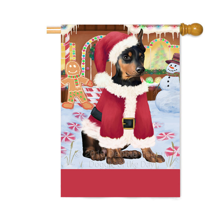 Personalized Gingerbread Candyfest Doberman Dog Custom House Flag FLG63819