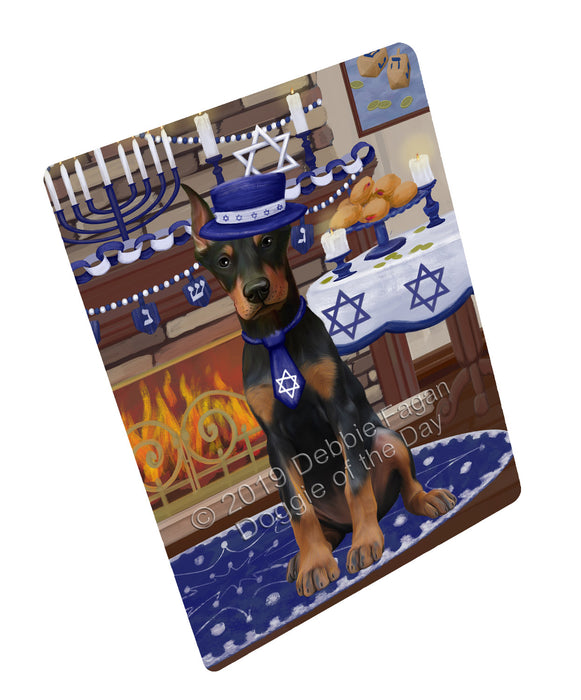 Happy Hanukkah Family and Happy Hanukkah Both Doberman Dog Large Refrigerator / Dishwasher Magnet RMAG105132