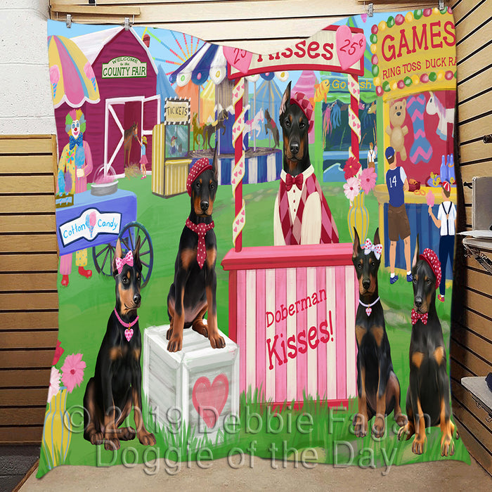 Carnival Kissing Booth Doberman Dogs Quilt