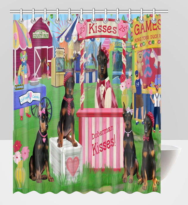 Carnival Kissing Booth Doberman Dogs Shower Curtain