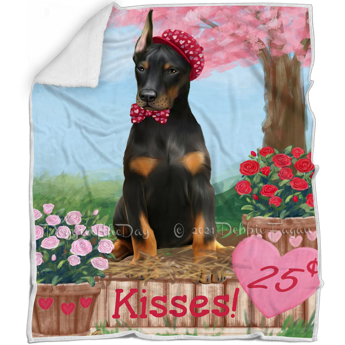 Rosie 25 Cent Kisses Doberman Pinscher Dog Blanket BLNKT122178