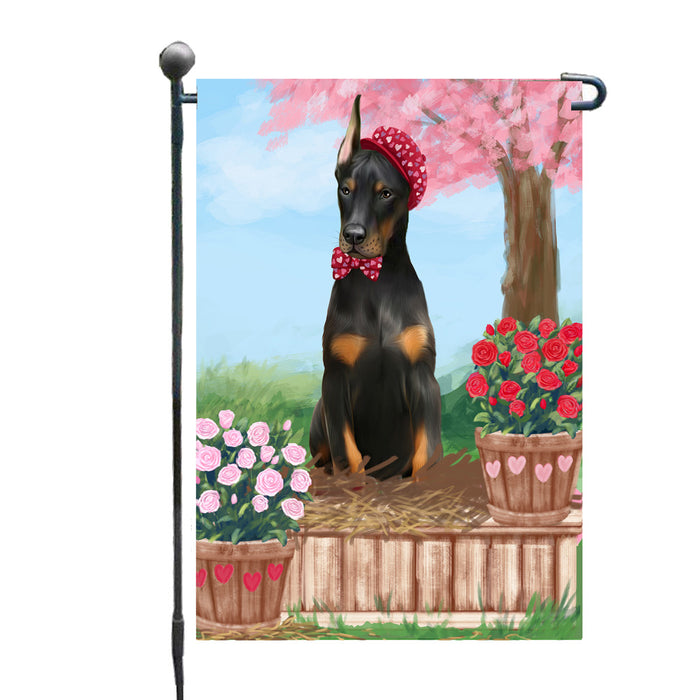 Personalized Rosie 25 Cent Kisses Doberman Dog Custom Garden Flag GFLG64709