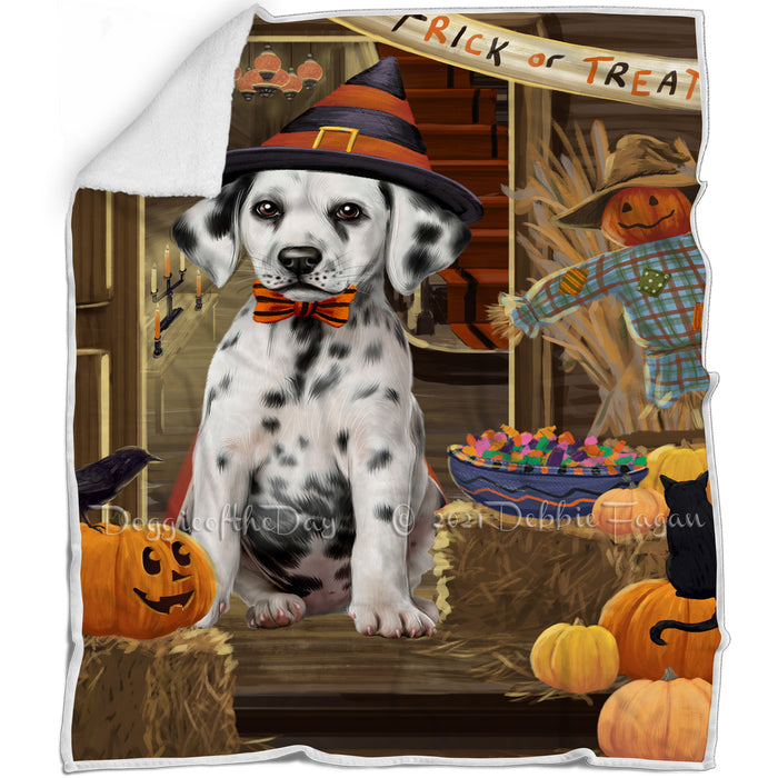 Enter at Own Risk Trick or Treat Halloween Doberman Pinscher Dog Blanket BLNKT95367