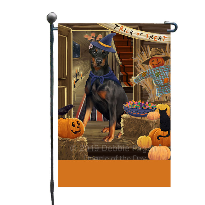Personalized Enter at Own Risk Trick or Treat Halloween Doberman Pinscher Dog Custom Garden Flags GFLG-DOTD-A59574