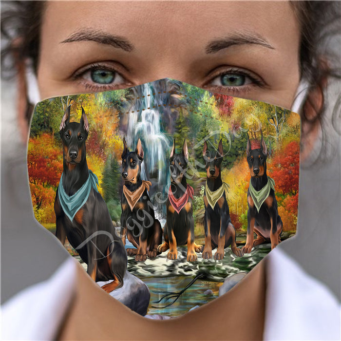 Scenic Waterfall Doberman Dogs Face Mask FM49298