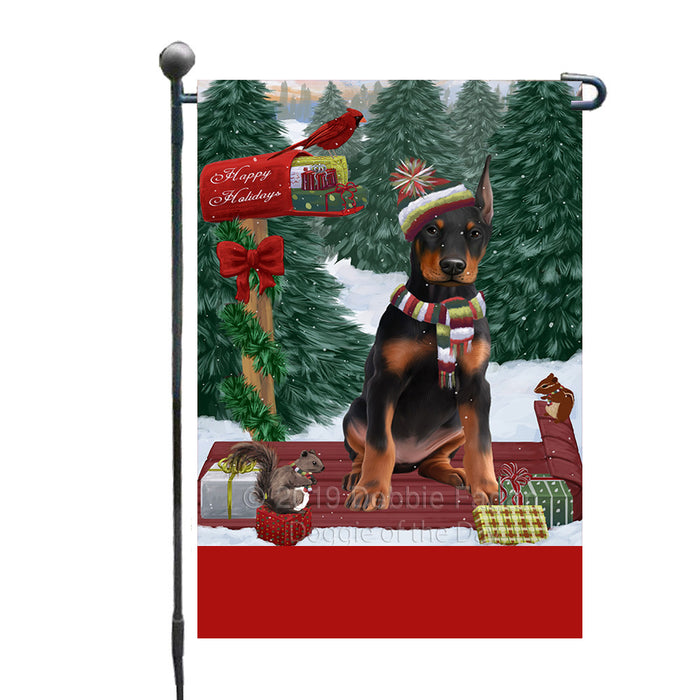 Personalized Merry Christmas Woodland Sled  Doberman Dog Custom Garden Flags GFLG-DOTD-A61582