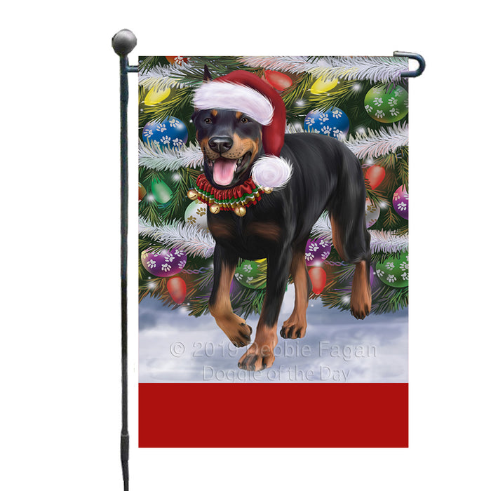 Personalized Trotting in the Snow Doberman Pinscher Dog Custom Garden Flags GFLG-DOTD-A60721
