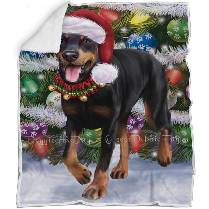 Trotting in the Snow Doberman Pinscher Dog Blanket BLNKT118344