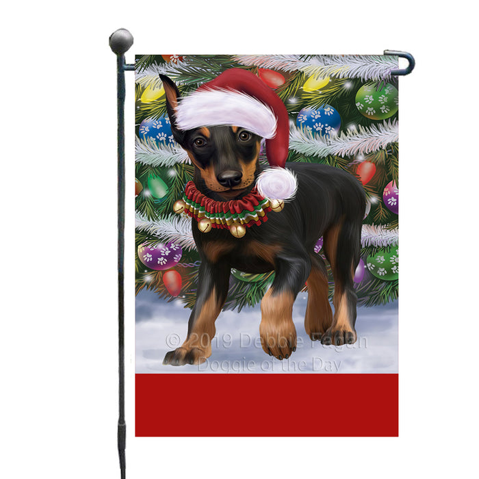 Personalized Trotting in the Snow Doberman Pinscher Dog Custom Garden Flags GFLG-DOTD-A60723