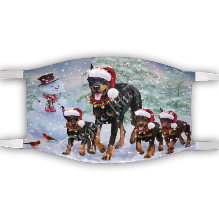 Christmas Running Fammily Doberman Dogs Face Mask FM48716