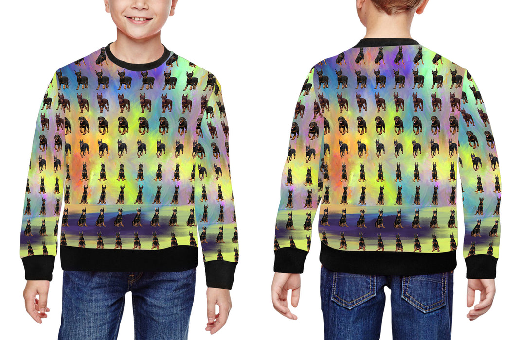 Paradise Wave Doberman Pinscher Dog All Over Print Crewneck Kids Sweatshirt