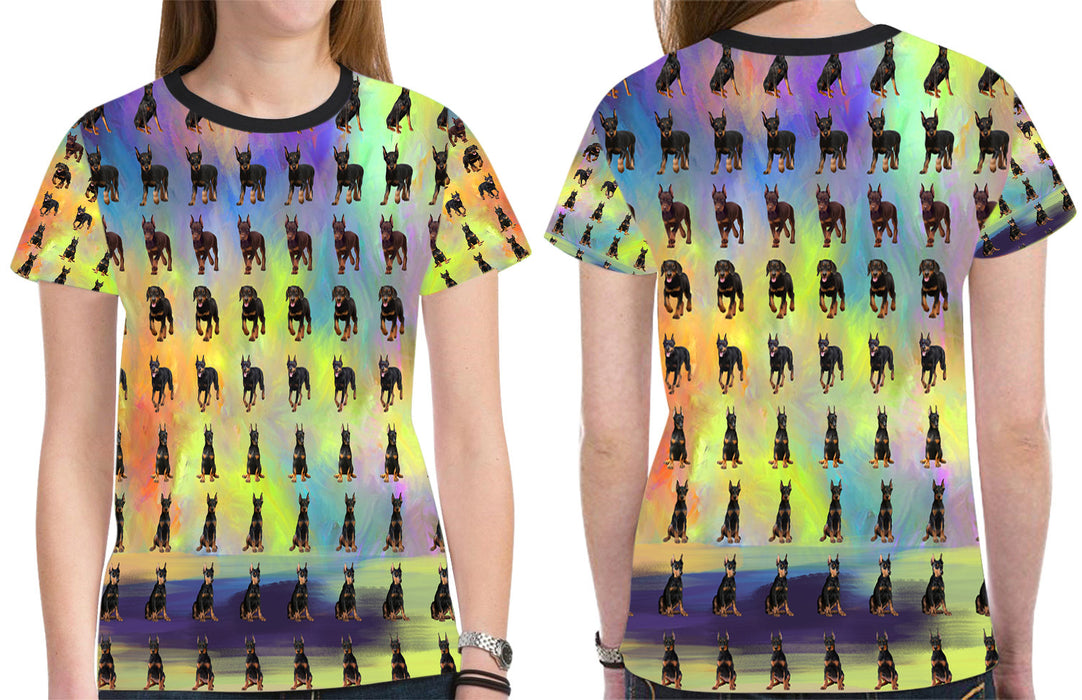 Paradise Wave Doberman Pinscher Dog All Over Print Mesh Women's T-shirt