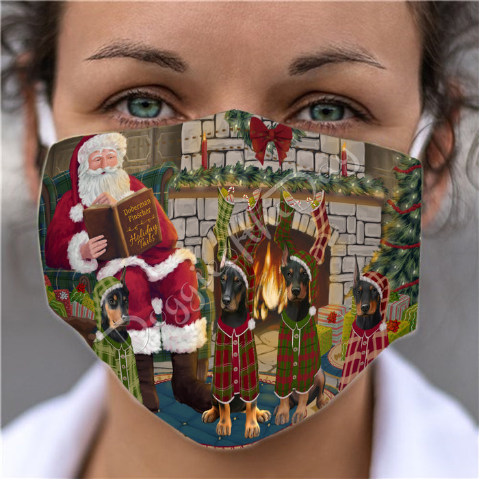 Christmas Cozy Holiday Fire Tails Doberman Dogs Face Mask FM48631