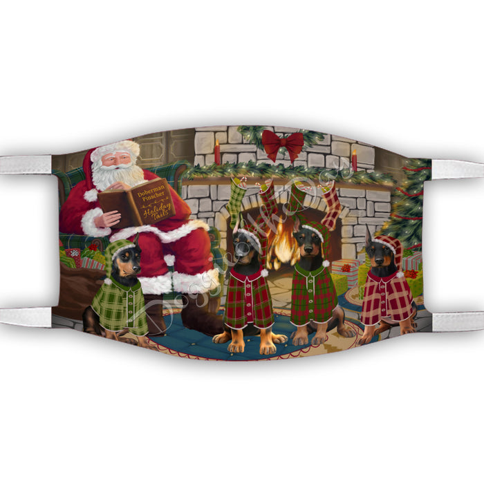Christmas Cozy Holiday Fire Tails Doberman Dogs Face Mask FM48631