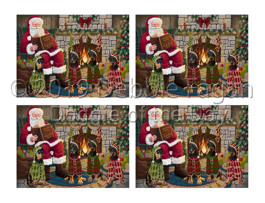 Christmas Cozy Holiday Fire Tails Doberman Dogs Placemat