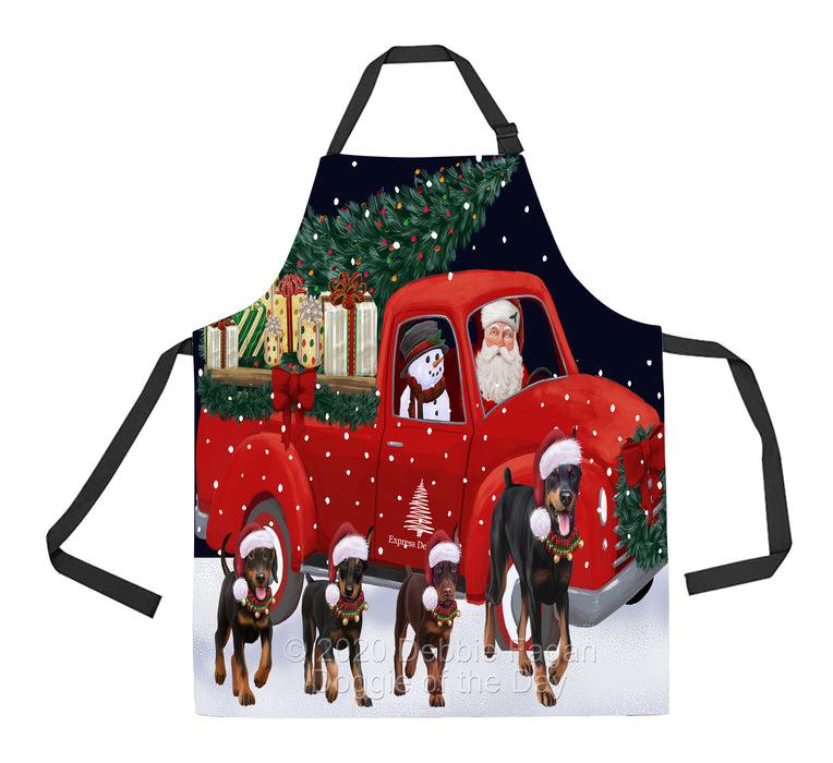 Christmas Express Delivery Red Truck Running Doberman Dogs Apron Apron-48123