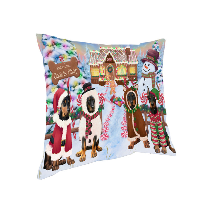Holiday Gingerbread Cookie Shop Doberman Pinschers Dog Pillow PIL79884