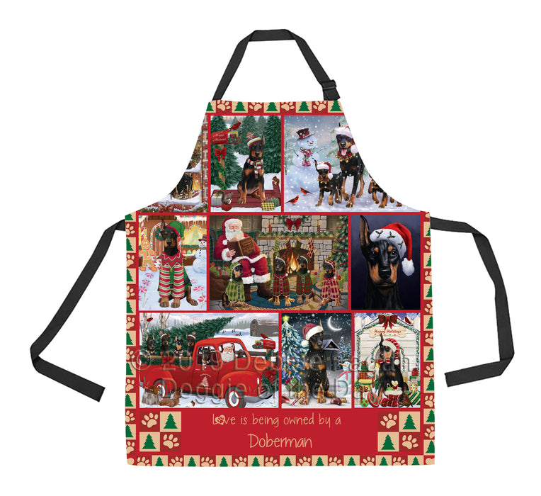 Love is Being Owned Christmas Doberman Pinscher Dogs Apron