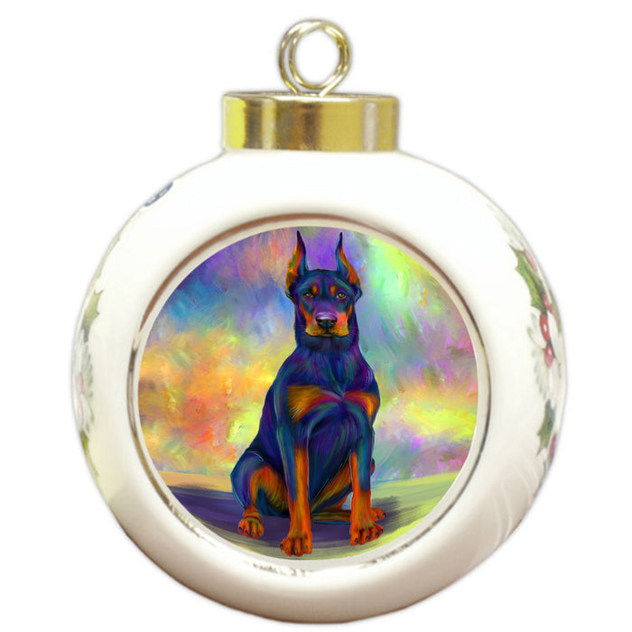 Paradise Wave Doberman Pinscher Dog Round Ball Christmas Ornament RBPOR56423
