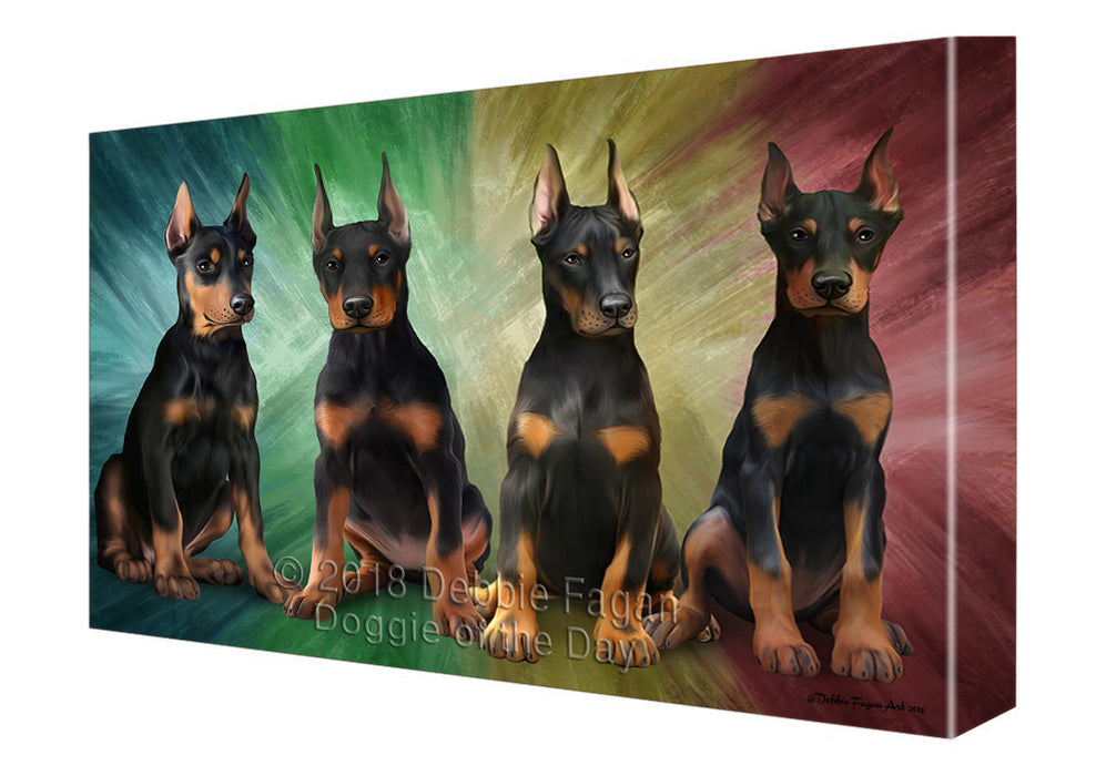 Rustic 4 Doberman Pinschers Dog Canvas Wall Art CVS61779