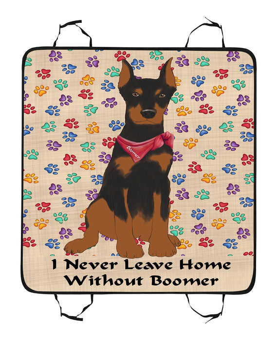 Personalized I Never Leave Home Paw Print Doberman Pinscher Dogs Pet Back Car Seat Cover