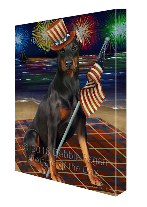 4th of July Independence Day Firework Doberman Pinscher Dog Canvas Wall Art CVS55695