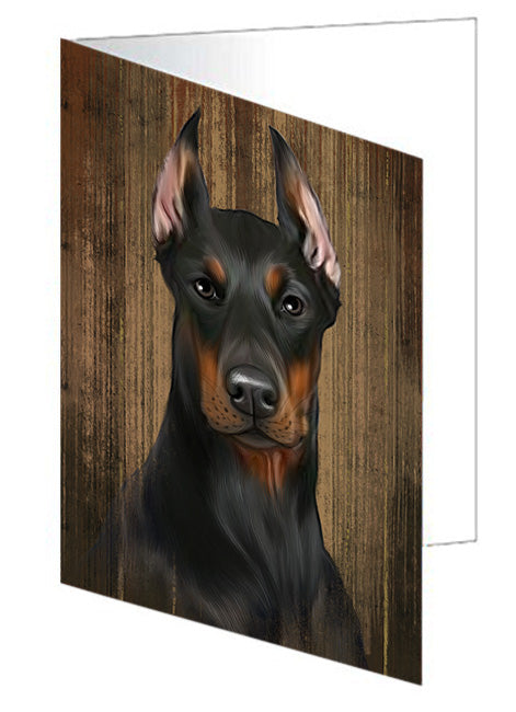 Rustic Doberman Pinscher Dog Handmade Artwork Assorted Pets Greeting Cards and Note Cards with Envelopes for All Occasions and Holiday Seasons GCD55232
