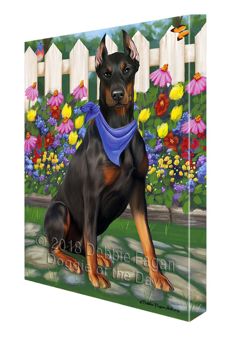 Spring Floral Doberman Pinscher Dog Canvas Wall Art CVS64582