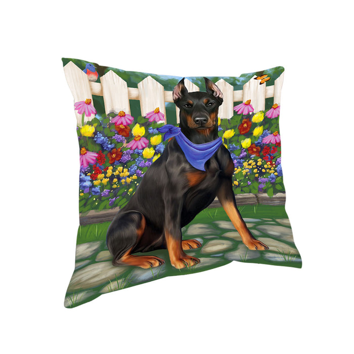 Spring Floral Doberman Pinscher Dog Pillow PIL55336