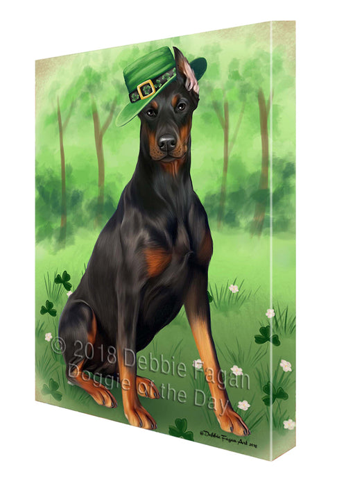 St. Patricks Day Irish Portrait Doberman Pinscher Dog Canvas Wall Art CVS54768