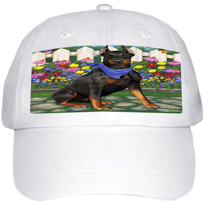 Spring Floral Doberman Pinscher Dog Ball Hat Cap HAT53343