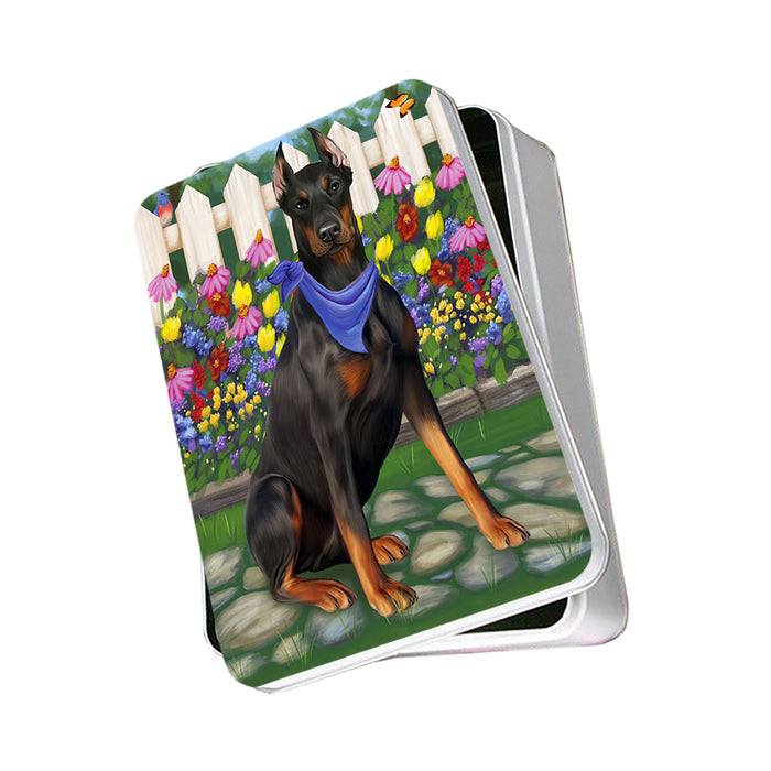 Spring Floral Doberman Pinscher Dog Photo Storage Tin PITN49870