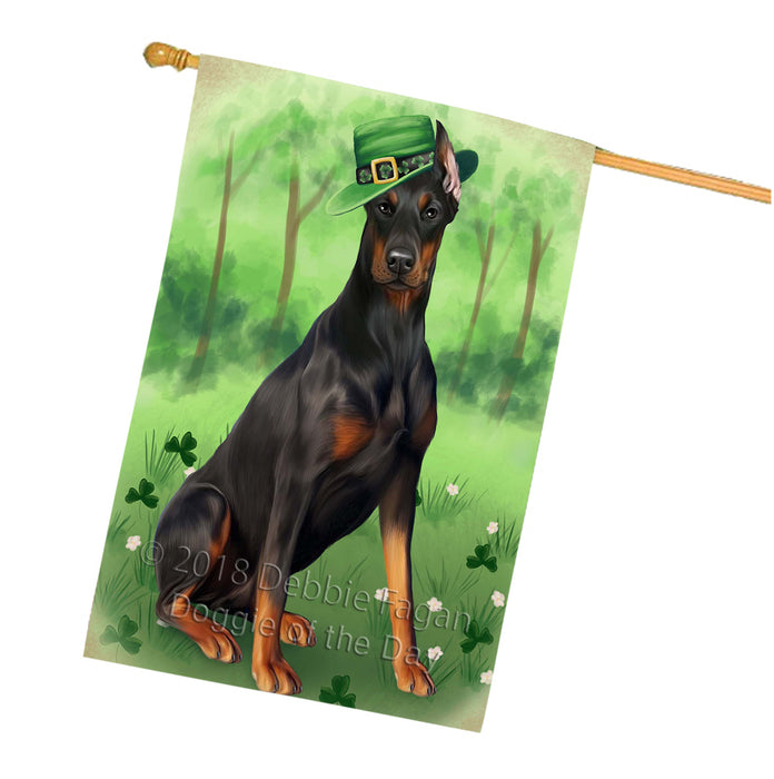 St. Patricks Day Irish Portrait Doberman Pinscher Dog House Flag FLG48760