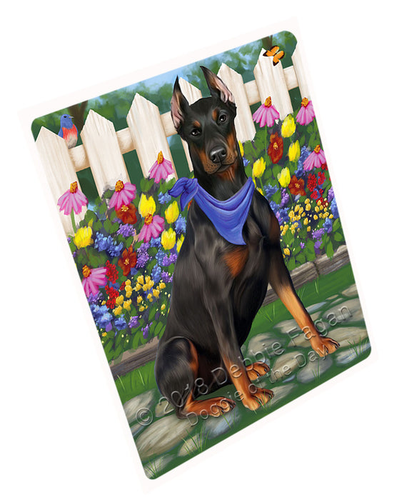 Spring Floral Doberman Pinscher Dog Large Refrigerator / Dishwasher Magnet RMAG58956