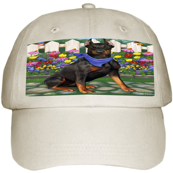 Spring Floral Doberman Pinscher Dog Ball Hat Cap HAT53343