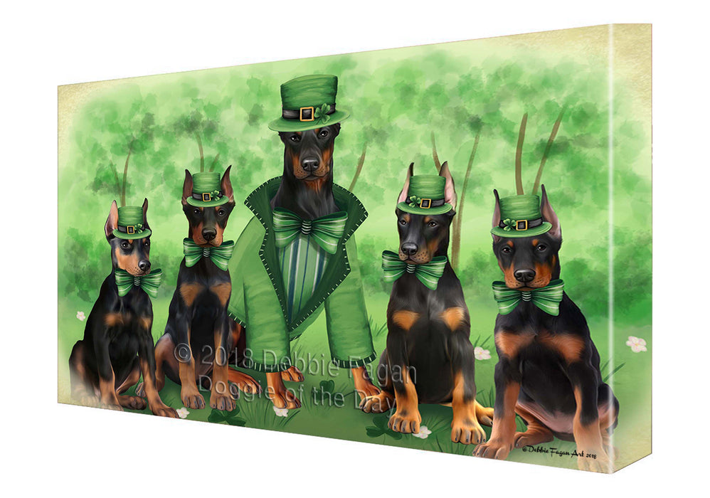 St. Patricks Day Irish Family Portrait Doberman Pinschers Dog Canvas Wall Art CVS54777