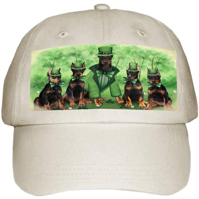 St. Patricks Day Irish Family Portrait Doberman Pinschers Dog Ball Hat Cap HAT50121