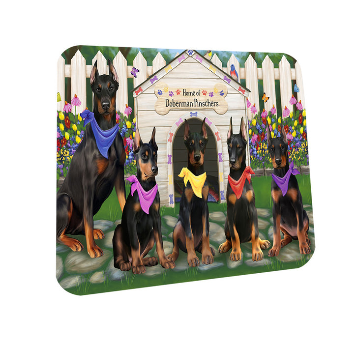 Spring Dog House Doberman Pinschers Dog Coasters Set of 4 CST49830