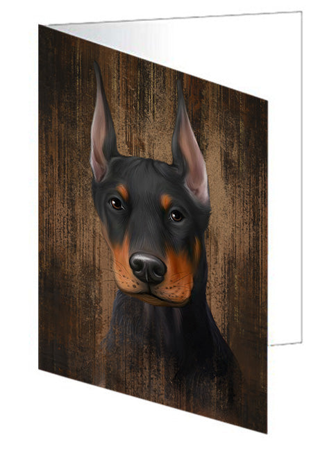 Rustic Doberman Pinscher Dog Handmade Artwork Assorted Pets Greeting Cards and Note Cards with Envelopes for All Occasions and Holiday Seasons GCD55235