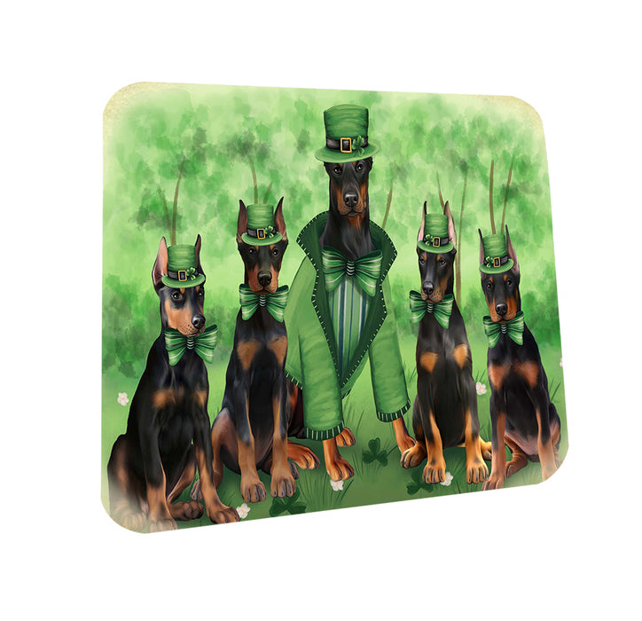St. Patricks Day Irish Family Portrait Doberman Pinschers Dog Coasters Set of 4 CST48755