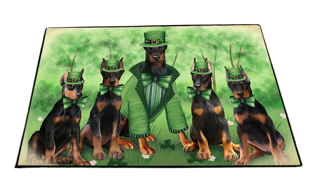 St. Patricks Day Irish Family Portrait Doberman Pinschers Dog Floormat FLMS49326 Floormat FLMS49347