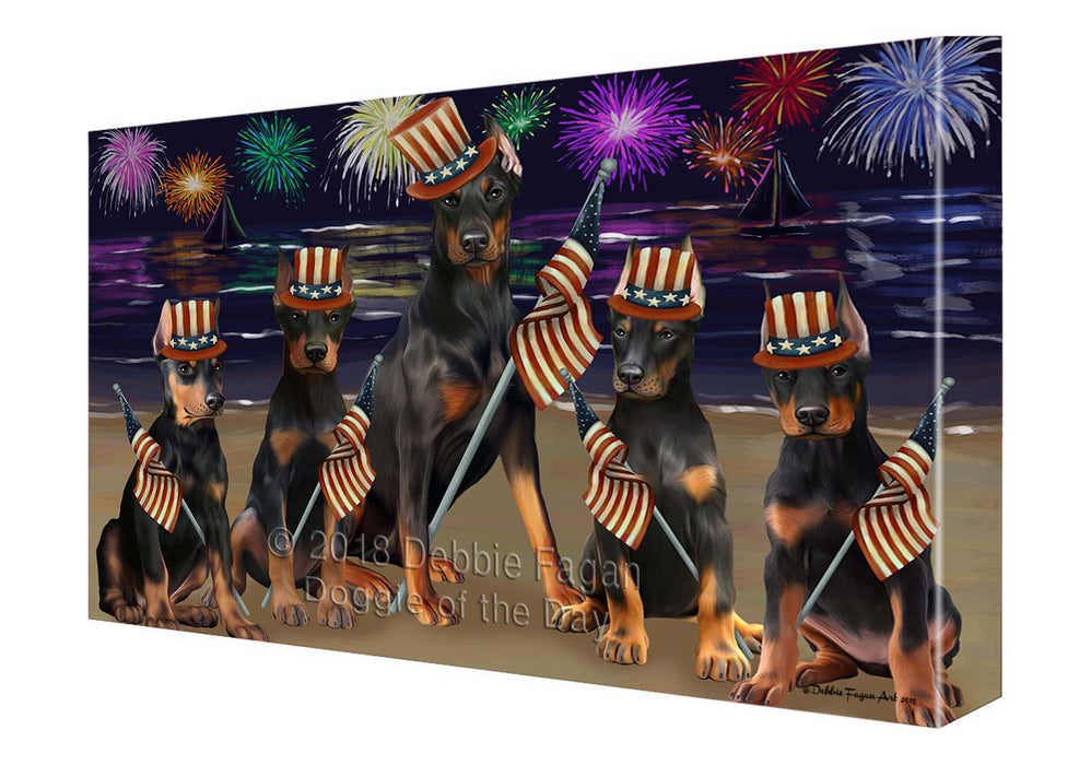 4th of July Independence Day Firework Doberman Pinschers Dog Canvas Wall Art CVS55704