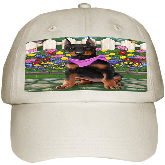 Spring Floral Doberman Pinscher Dog Ball Hat Cap HAT53349