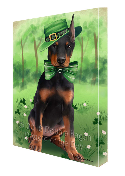 St. Patricks Day Irish Portrait Doberman Pinscher Dog Canvas Wall Art CVS54786