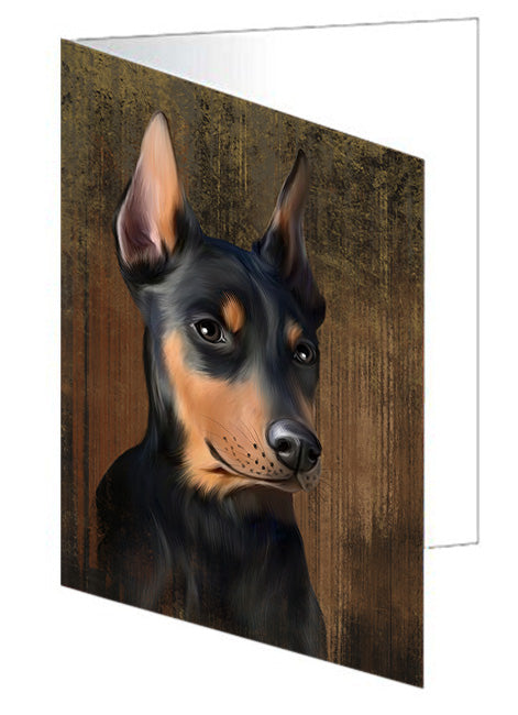 Rustic Doberman Pinscher Dog Handmade Artwork Assorted Pets Greeting Cards and Note Cards with Envelopes for All Occasions and Holiday Seasons GCD55238