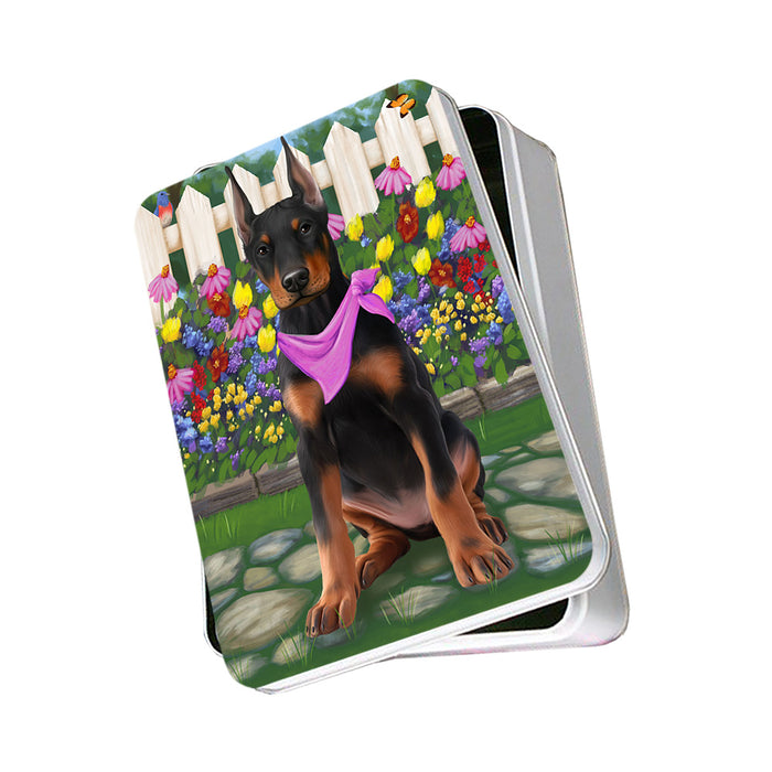 Spring Floral Doberman Pinscher Dog Photo Storage Tin PITN49872